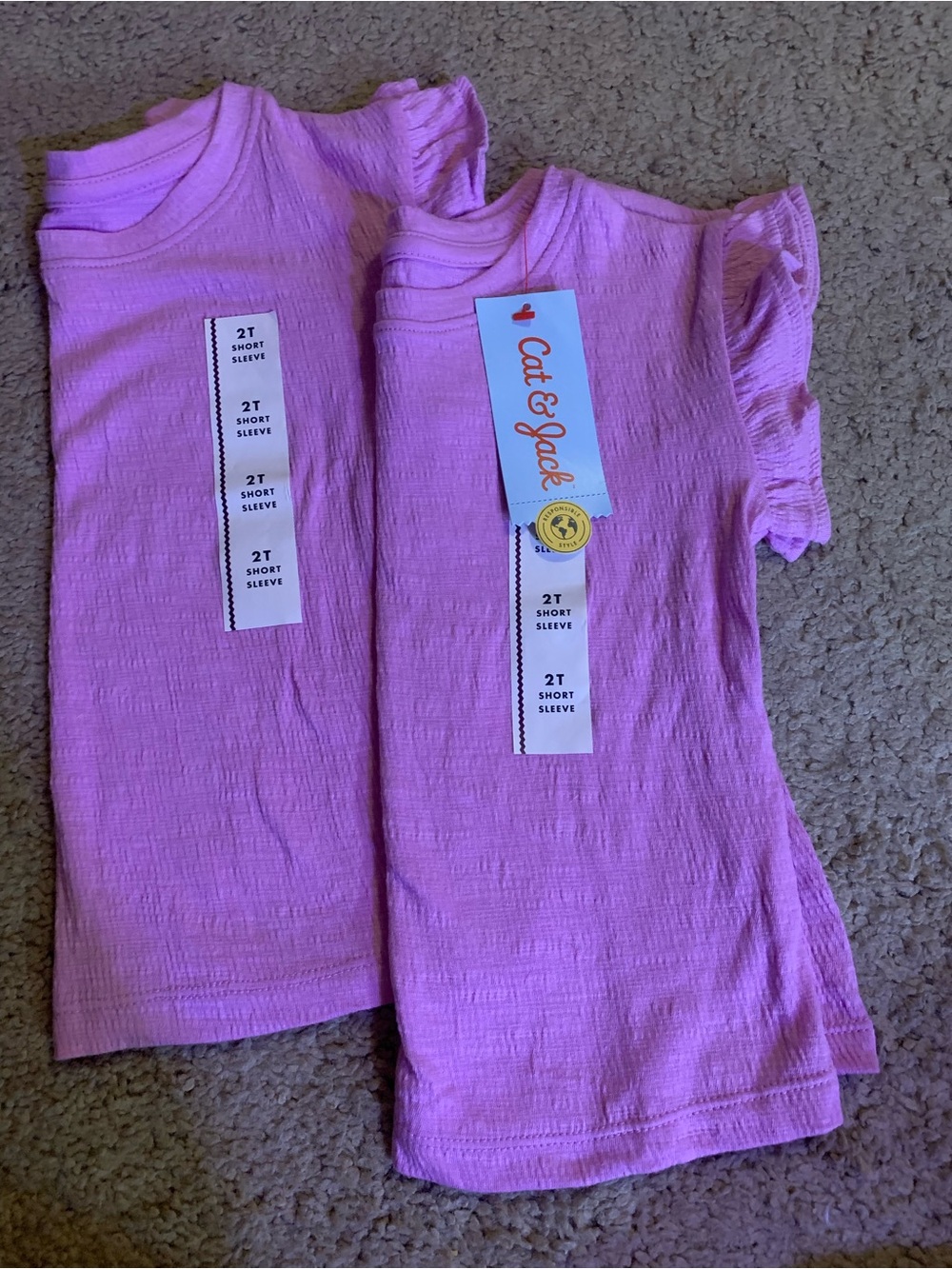 Cat & Jack Pink Ruffle Sleeve Short Sleeve Tee Pair